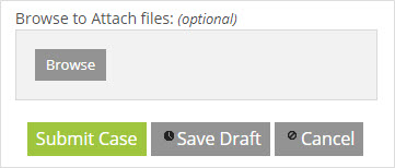 Click the Browse button to attach files to a support case.