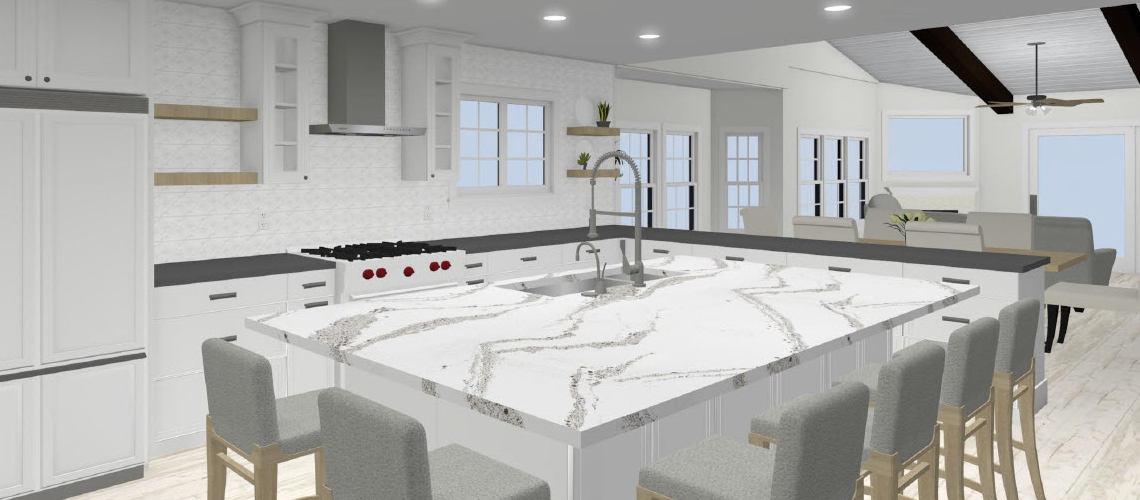 Open concept kitchen rendering