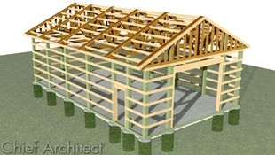 Creating post and beam pole barn structures by altering framing sizes and spacing and applying girts to space the trusses and tie together the structures exterior surface.