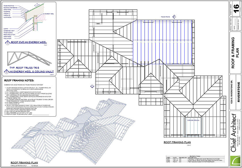 Residential roof plan construction document with roof truss CAD detail