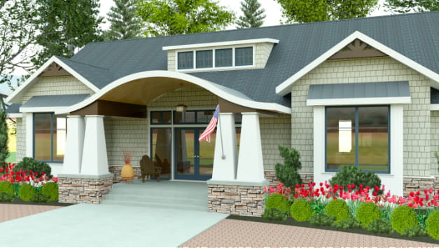 Remodeling design option with new gable roof
