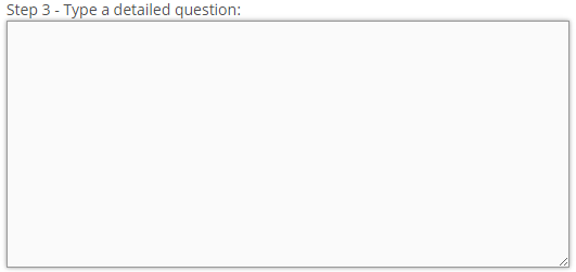 Input field where the issue or question can be specified